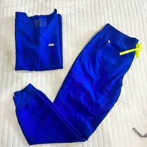 Figs electric blue scrub set